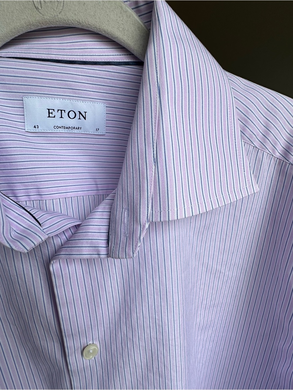 Eton Shirt Pink Blue Striped Long Sleeve Cotton Dress Classic Luxury
